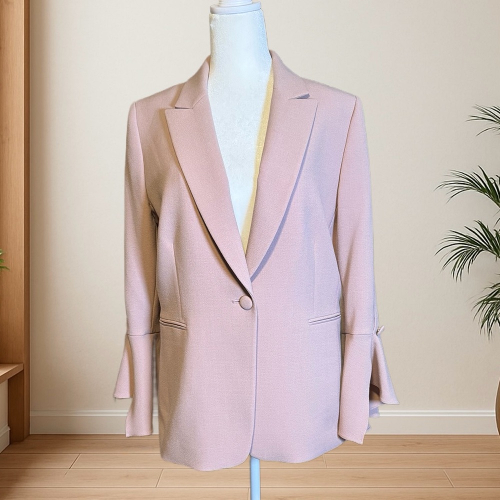 TAHARI Arthur S. Levine Blush Pink Blazer with Flounce Cuff – Size 14